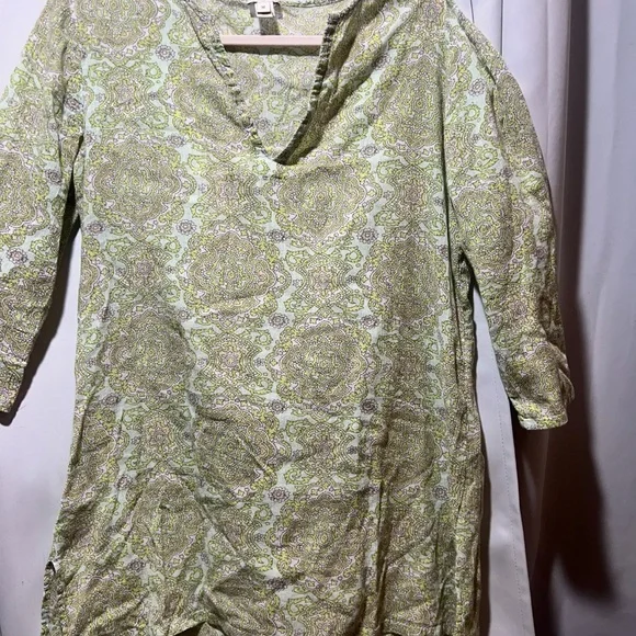 J Crew Paisley Medallion Green Women’s Tunic Size Medium - Picture 2 of 5